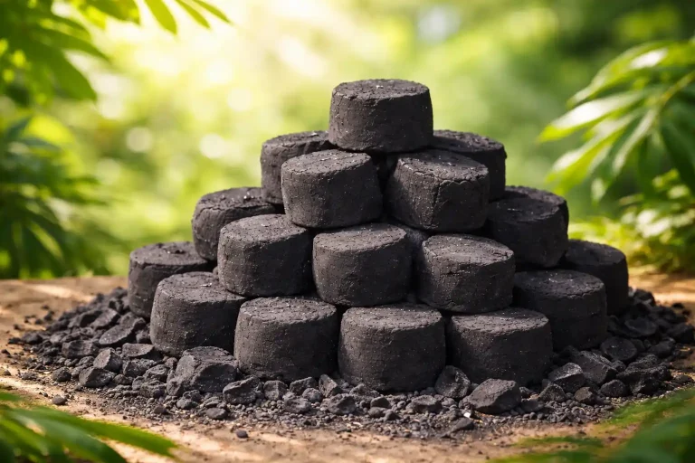 coconut shell briquette mixture composition for strong and durable briquettes